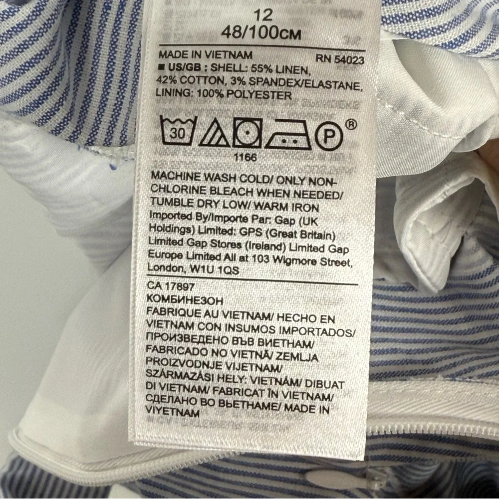 NWT Banana Republic Wide Leg Jumpsuit Nautical Pinstripe Linen Cotton Blend 12 - Picture 12 of 12